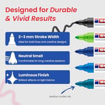 edding 4500 tekstil kalemi - siyah, 3x mavi, yeşil - 5 kalem - 2-3 mm yuvarlak uç