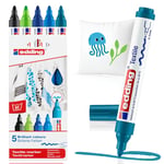edding 4500 tekstil kalemi - siyah, 3x mavi, yeşil - 5 kalem - 2-3 mm yuvarlak uç