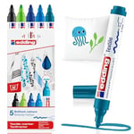 edding 4500 tekstil kalemi - siyah, 3x mavi, yeşil - 5 kalem - 2-3 mm yuvarlak uç