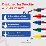 edding 4500 tekstil kalemi - siyah, kırmızı, mavi, yeşil, sarı - 5 adet. - 2-3 mm yuvarlak uç