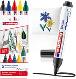 edding 4500 tekstil kalemi - siyah, kırmızı, mavi, yeşil, sarı - 5 adet. - 2-3 mm yuvarlak uç