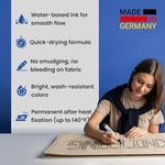 edding 4500 tekstil kalemi - siyah, kırmızı, mavi, yeşil, sarı - 5 adet. - 2-3 mm yuvarlak uç