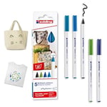 Edding 4600 tekstil kalemi - siyah, mavi, açık mavi, açık yeşil, şark mavisi - 5'li set - yuvarlak uç 1 mm - tekstil üzerine çizim yapmak için kalıcı kumaş  - Seçenekler: 1 stück (5er Pack), 10 Stifte
