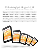 Ediloca EF2_256GB UHS-I SD Kart SDXC UHS-I Hafıza Kartı Hızlı Depolama, Okuma Hızı 100MB/s, Yazma Hızı 90MB/s, C10, U3, V30, Full-HD ve 4K Video, SD Kart, Profesyonel Fotoğrafçılar için Olması Gereken