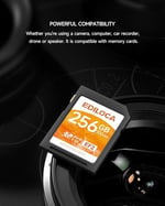 Ediloca EF2_256GB UHS-I SD Kart SDXC UHS-I Hafıza Kartı Hızlı Depolama, Okuma Hızı 100MB/s, Yazma Hızı 90MB/s, C10, U3, V30, Full-HD ve 4K Video, SD Kart, Profesyonel Fotoğrafçılar için Olması Gereken