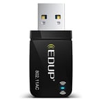 EDUP AC 1300 Mbit/s USB WLAN Adaptörü, Çift Bant WiFi Stick 2.4G/5GHz USB3.0 Adaptör Kablosuz Ağ Alıcısı WiFi Dongle, Masaüstü Bilgisayar/Dizüstü Bilgisayar için, Windows 11/10/8.1/7/Vista Mac OS X