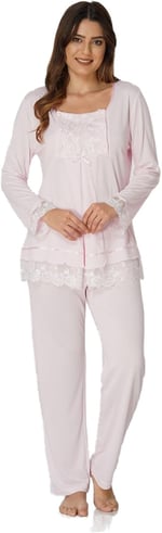 Effort Ekru Hamile Lohusa Pamuklu Uzun Kollu Pijama Takımı
