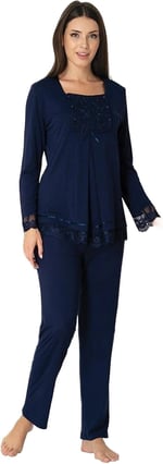 Effort Ekru Hamile Lohusa Pamuklu Uzun Kollu Pijama Takımı