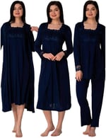 Effort Hamile Çarşı 2405 Ekru Lohusa Hamile Gecelik Sabahlık Pijama Set