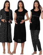 Effort Kadın Lacivert Hamile Lohusa Sabahlıklı Gecelik Ve Pijama Takım Set