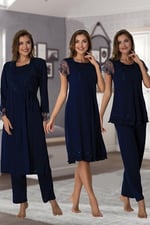 Effort Kadın Lacivert Hamile Lohusa Sabahlıklı Gecelik Ve Pijama Takım, M, EF2050EFR-19804IGP265615