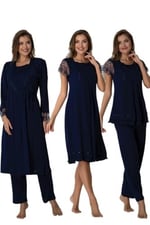 Effort Kadın Lacivert Hamile Lohusa Sabahlıklı Gecelik Ve Pijama Takım, M, EF2050EFR-19804IGP265615