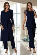 Effort Kadın Lacivert Sabahlıklı Hamile Lohusa Pijama Takımı, M, EF2054EF-19804IGP266266