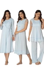 Effort Kadın Mavi Hamile Lohusa Sabahlıklı Gecelik Ve Pijama Takım, XL, EF2050EFT-19804IGP265611