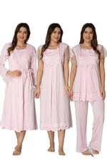 Effort Kadın Pembe Hamile Lohusa Sabahlıklı Gecelik Ve Pijama Takım, L, EF2050EFR-19804IGP266333