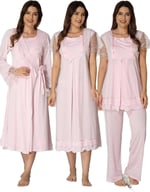 Effort Kadın Pembe Hamile Lohusa Sabahlıklı Gecelik Ve Pijama Takım, L, EF2050EFR-19804IGP266333
