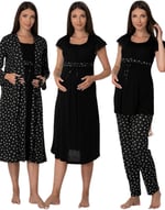 Effort Kadın Pembe Pamuklu Hamile Lohusa Sabahlıklı Gecelik Ve Pijama Takım Set