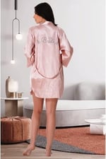 Effort Kadın Pudra Pembe Bride Nakışlı Gelin Sabahlığı Effortt, Tek Ebat, B1040EF-19804IGP271309
