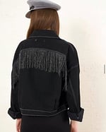 efstyle SİYAH SİM PÜSKÜLLÜ KOT CEKET