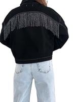 efstyle SİYAH SİM PÜSKÜLLÜ KOT CEKET