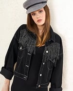 efstyle SİYAH SİM PÜSKÜLLÜ KOT CEKET