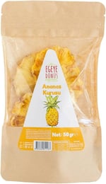 EGEYE DÖNÜŞ Şekersiz Ananas Meyve Kurusu Cipsi - 50 Gr. (Yüksek Aroma - Kokteyl Meyvesi - Katkı Koruyucu İçermez)