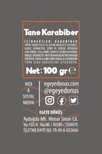 EGEYE DÖNÜŞ Tane Karabiber (Elenmiş Kara Biber Tane Baharat) - 100 Gr. (1. Kalite)