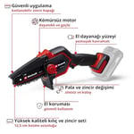 Einhell Akülü Dal Budama Testeresi GE-PS 18/15 Li BL-Solo Power X-Change (18 V, kömürsüz motor, 12,5 cm kesim uzunluğu, aletsiz zincir ve kılavuz değişimi, akü dahil değildir) - 4600040
