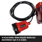 Einhell Akülü Dalgıç Pompa - Temiz Su GE-SP 18 Li-Solo Power X-Change (Lityum-İyon, 18 V, Maks. 8 m Yükselme, Maks. 5000 L/Saat Su Aktarımı, 5 m Bağlantı Kablosu) - 4181500