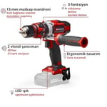 Einhell Akülü Darbeli Vidalama TE-CD 18/48 Li-i-Solo Power X-Change (Li-Ion, 18 V, 2 Vitesli Şanzıman, Darbeli Vidalama Fonksiyonu, Devir Kontrolü, LED, akü ve şarj cihazı dahil değildir) - 4513926