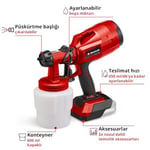 Einhell Akülü Sprey Boya Sistemi TC-SY 18/60 Li-Solo Power X-Change (Li-İyon, 18 V, 650 ml/dk püskürtme kapasitesi, 800 ml boya haznesi, 2,0 mm ve 2,5 mm nozul dahil) - 4260025
