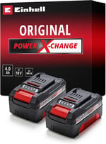 Einhell PXC Twin Pack 2x18 V 4,0 Ah Power X-Change Akü (Li-Ion, 18 V, 2 x 4.0 Ah, tüm Power X-Change cihazları ile uyumlu, Aktif Akü Yönetim Sistemi, Özel Şarj Döngüleri) - 4511489