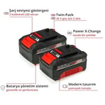 Einhell PXC Twin Pack 2x18 V 4,0 Ah Power X-Change Akü (Li-Ion, 18 V, 2 x 4.0 Ah, tüm Power X-Change cihazları ile uyumlu, Aktif Akü Yönetim Sistemi, Özel Şarj Döngüleri) - 4511489