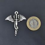 Ejderha Kılıç Deri ip Kolye - Gümüş Kaplama - Kadın Erkek Kolye - No:899