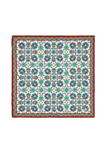 Ekru Turkuaz Motif Desen Mendil