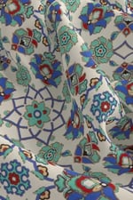 Ekru Turkuaz Motif Desen Mendil