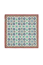 Ekru Turkuaz Motif Desen Mendil