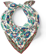 Ekru Turkuaz Motif Desen Mendil