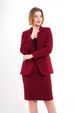 Elegant Bordo Takım Elbise, Kalem Etek ve Ceket, Astarlı, Ofis ve İş Kıyafeti, Kadın İçin Klasik Kesim