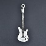 Elektro Gitar Deri ip Kolye - Gümüş Kaplama - Kadın Erkek Kolye - No:928