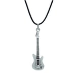 Elektro Gitar Deri ip Kolye - Gümüş Kaplama - Kadın Erkek Kolye - No:928