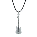 Elektro Gitar Deri ip Kolye - Gümüş Kaplama - Kadın Erkek Kolye - No:928