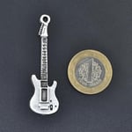 Elektro Gitar Deri ip Kolye - Gümüş Kaplama - Kadın Erkek Kolye - No:928