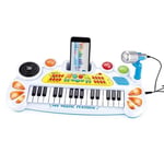 Elektronik Org Müzik Seti Mikrofonlu 45 cm Çocuk Piyano MP3 Girişli LED Işıklı Karaoke Oyuncak 3+ Yaş Beyaz