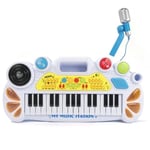 Elektronik Org Müzik Seti Mikrofonlu 45 cm Çocuk Piyano MP3 Girişli LED Işıklı Karaoke Oyuncak 3+ Yaş Beyaz