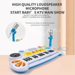 Elektronik Org Müzik Seti Mikrofonlu 45 cm Çocuk Piyano MP3 Girişli LED Işıklı Karaoke Oyuncak 3+ Yaş Beyaz