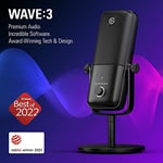 Elgato Wave:3 Profesyonel Yayıncı & Oyuncu Mikrofonu, Stüdyo Kalitesinde Ses, Çok Fonksiyonlu Kontrol Düğmesi, Kapasitif Sessiz Alma Butonu, Ücretsiz Wave Link Uygulaması (10MAB9901)