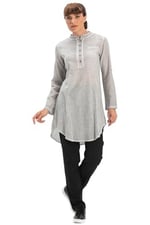 Eliş Şile Bezi Akasya Şile Bezi Yazlık Tunik, 2XL, 952.04, Gri, Kadın