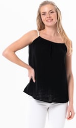 Eliş Şile Bezi Askılı Alaçatı Yazlık Müslin Bluz, L/XL, 514.05, Siyah, Kadın