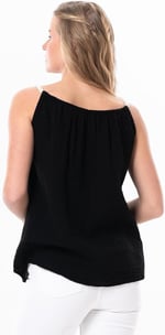 Eliş Şile Bezi Askılı Alaçatı Yazlık Müslin Bluz, L/XL, 514.05, Siyah, Kadın